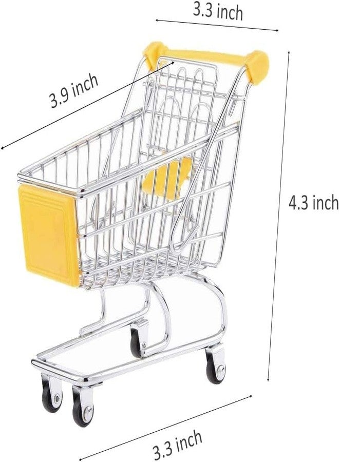 LUOSHI Mini Shopping Cart, Colorful Metal Shopping Cart Toy Mini Shopping Handcart Mode Tiny Ulitily Trolley Toy for Kids Desk Storage (raindom Color) - Image 2